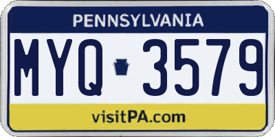 PA license plate MYQ3579