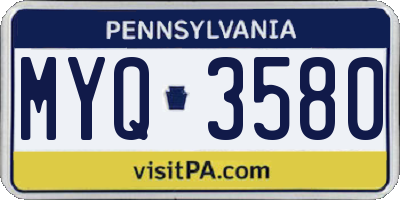 PA license plate MYQ3580