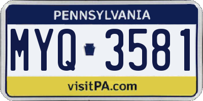 PA license plate MYQ3581