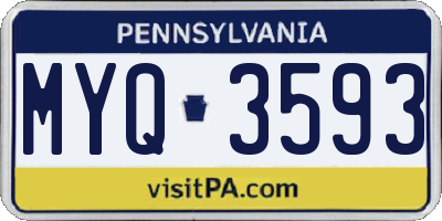 PA license plate MYQ3593