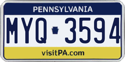 PA license plate MYQ3594