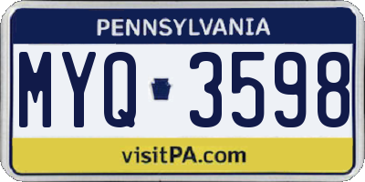 PA license plate MYQ3598