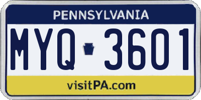 PA license plate MYQ3601