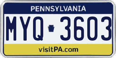 PA license plate MYQ3603