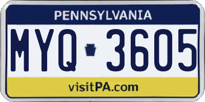 PA license plate MYQ3605