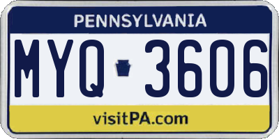 PA license plate MYQ3606