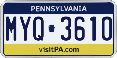 PA license plate MYQ3610