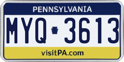 PA license plate MYQ3613