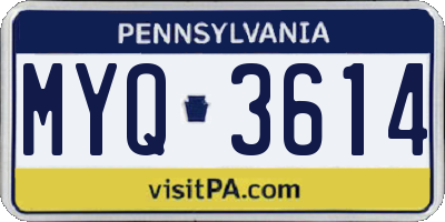 PA license plate MYQ3614