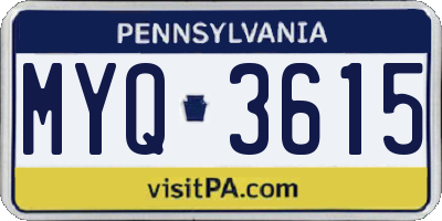 PA license plate MYQ3615