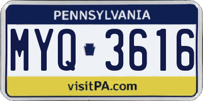PA license plate MYQ3616