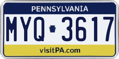 PA license plate MYQ3617