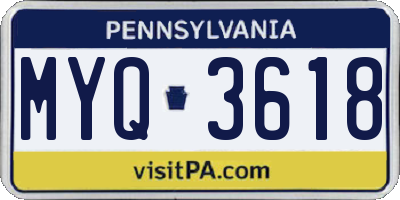 PA license plate MYQ3618