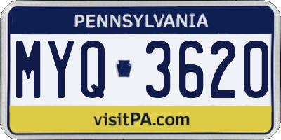 PA license plate MYQ3620