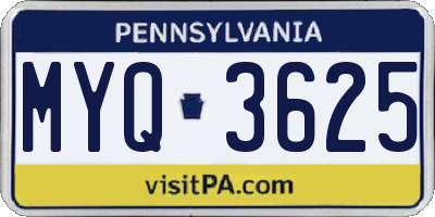 PA license plate MYQ3625