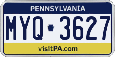 PA license plate MYQ3627
