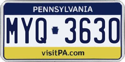 PA license plate MYQ3630