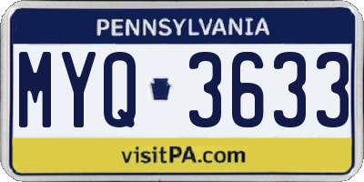 PA license plate MYQ3633