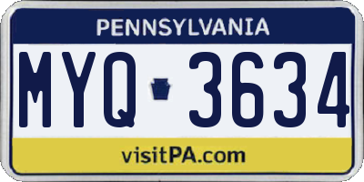 PA license plate MYQ3634
