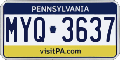 PA license plate MYQ3637