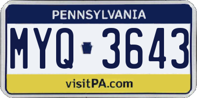 PA license plate MYQ3643