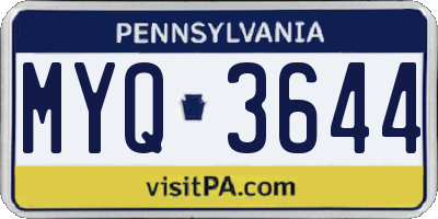 PA license plate MYQ3644