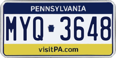 PA license plate MYQ3648