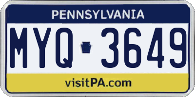 PA license plate MYQ3649