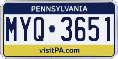 PA license plate MYQ3651