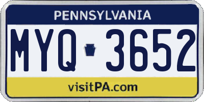 PA license plate MYQ3652