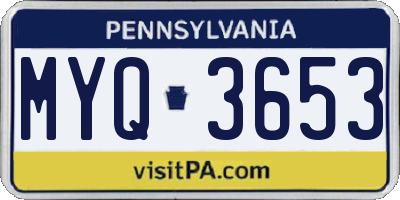 PA license plate MYQ3653