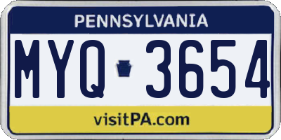 PA license plate MYQ3654