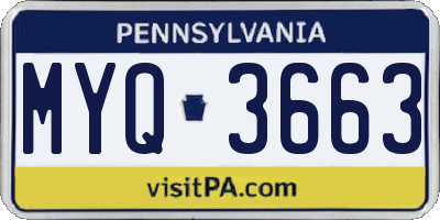 PA license plate MYQ3663