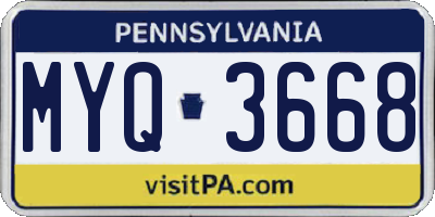 PA license plate MYQ3668