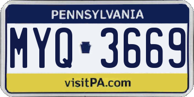 PA license plate MYQ3669
