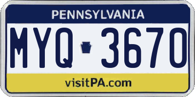 PA license plate MYQ3670