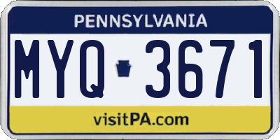 PA license plate MYQ3671