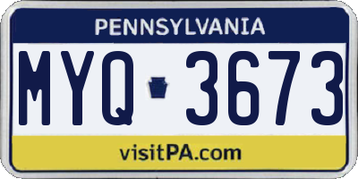 PA license plate MYQ3673