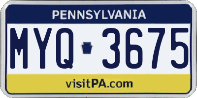 PA license plate MYQ3675