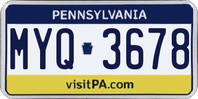 PA license plate MYQ3678