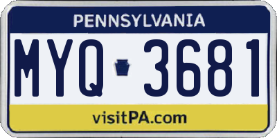 PA license plate MYQ3681