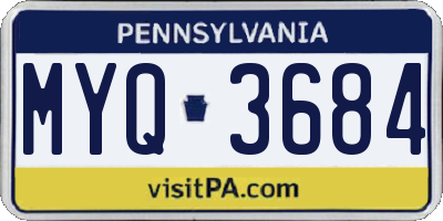 PA license plate MYQ3684