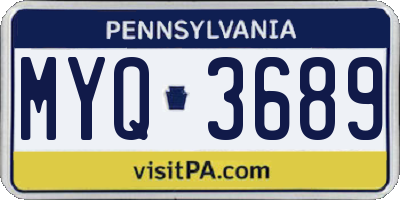 PA license plate MYQ3689