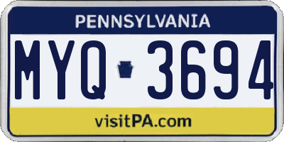 PA license plate MYQ3694