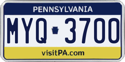 PA license plate MYQ3700