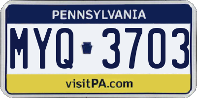 PA license plate MYQ3703