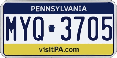 PA license plate MYQ3705