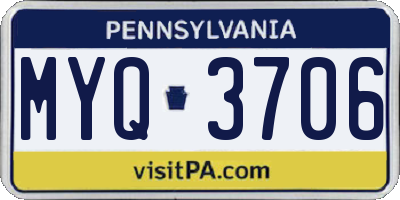PA license plate MYQ3706