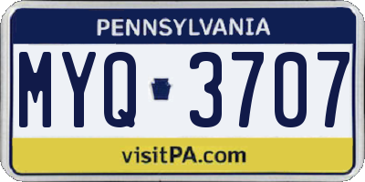 PA license plate MYQ3707