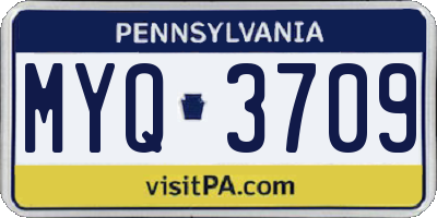 PA license plate MYQ3709